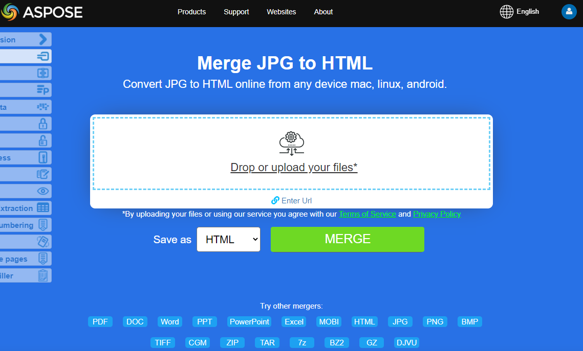 Merge JPG to HTML