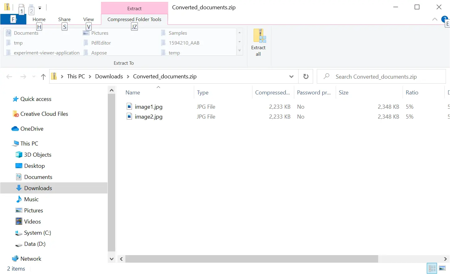 ZIP Archive with JPGs
